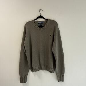 Vintage Polo Ralph Lauren Cotton V-Neck Knit Sweater Old Money, Y2K, Preppy XL